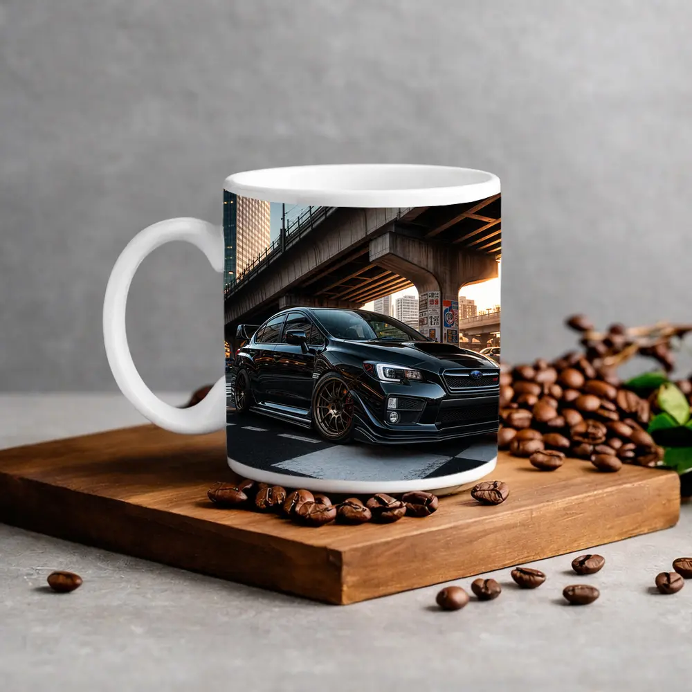 Subaru WRX STI Black Urban City Streets – Mugs