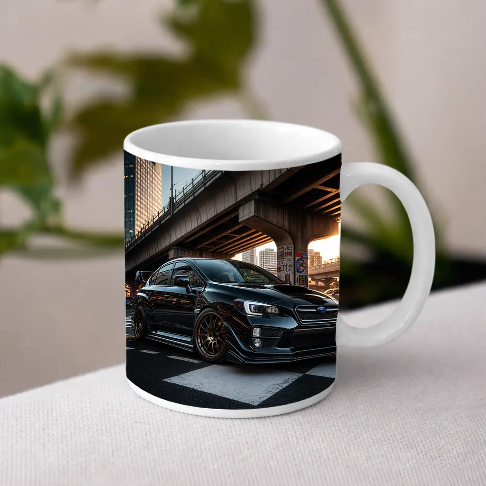 Subaru WRX STI Black Urban City Streets – Mugs