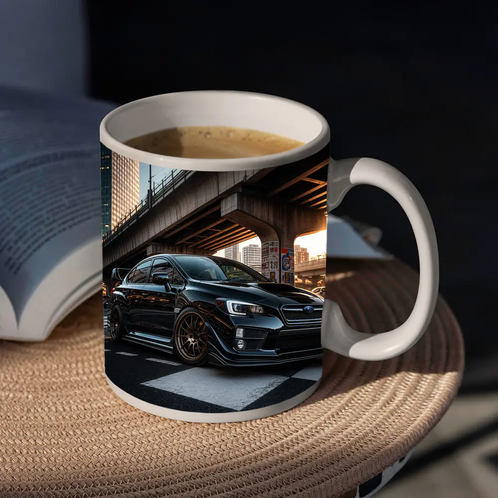 Subaru WRX STI Black Urban City Streets – Mugs