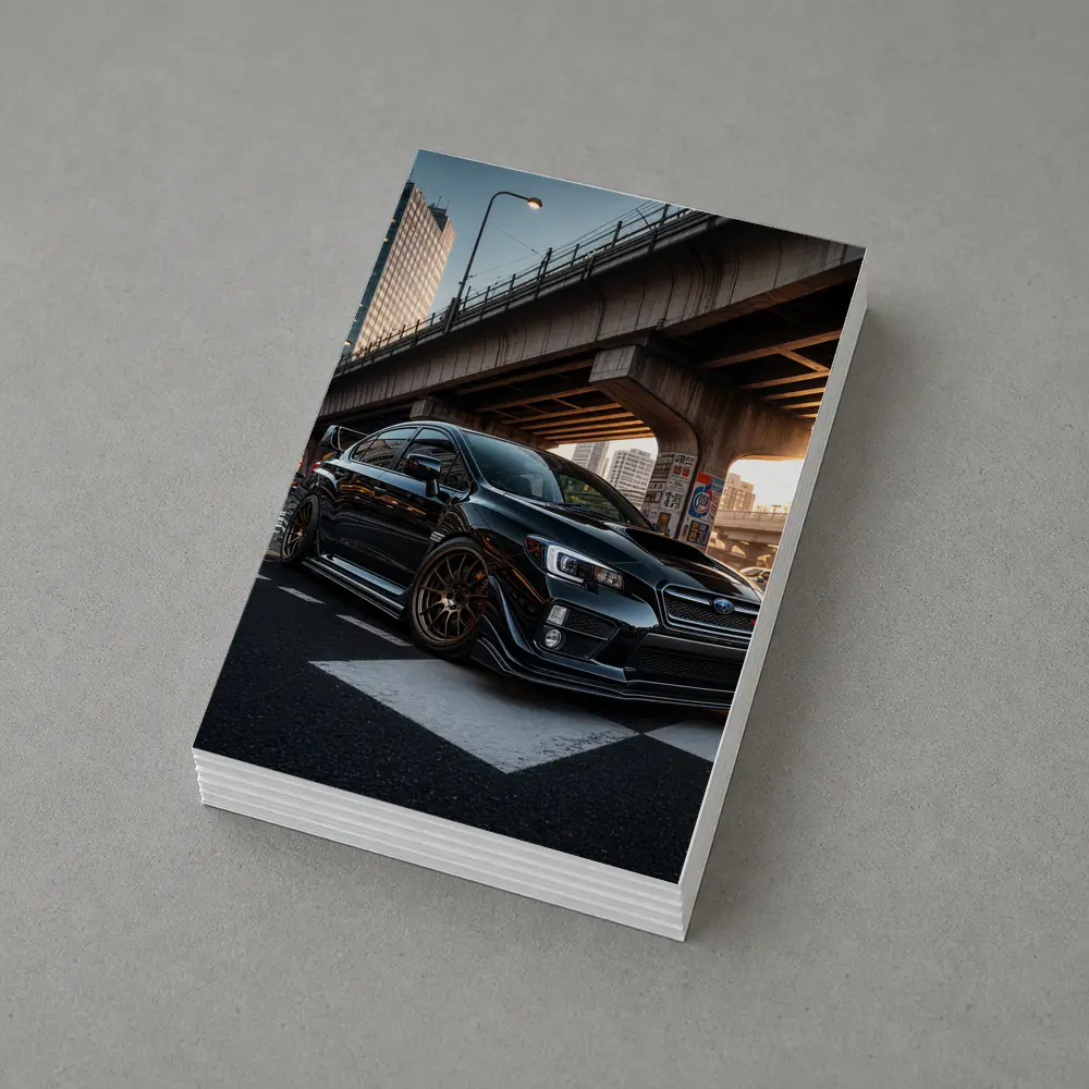 Subaru WRX STI Black Urban City Streets – Postcards