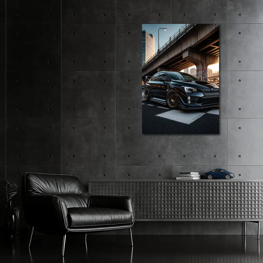 Subaru WRX STI Black Urban City Streets – Wall Art