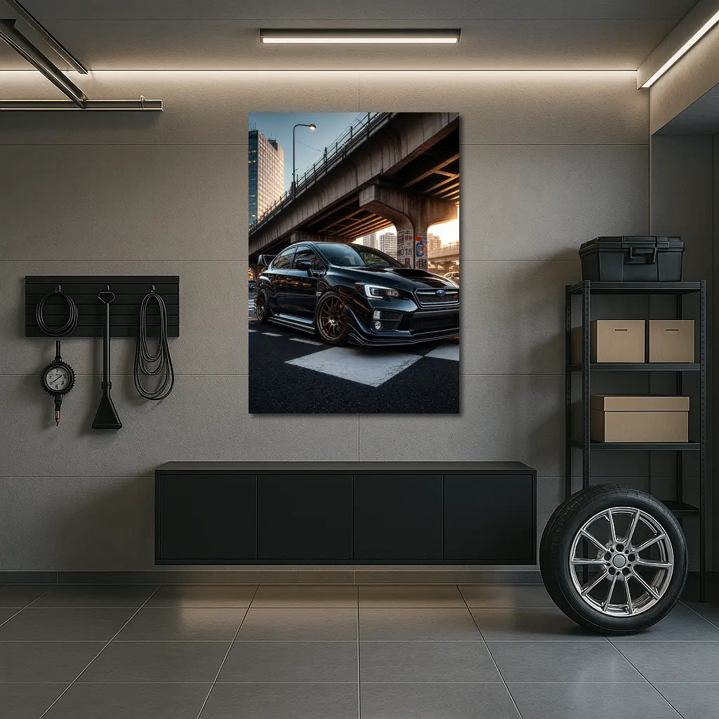 Subaru WRX STI Black Urban City Streets – Wall Art