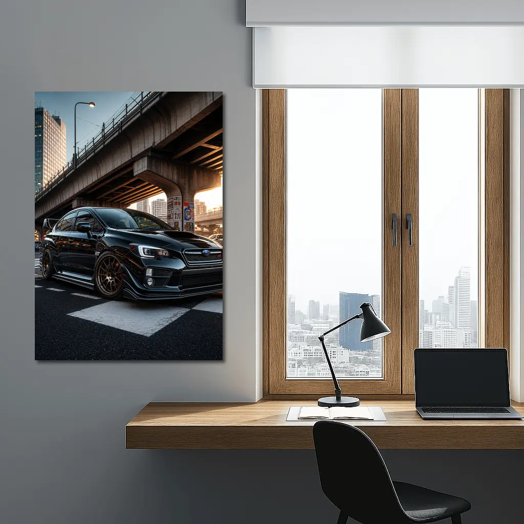 Subaru WRX STI Black Urban City Streets – Wall Art