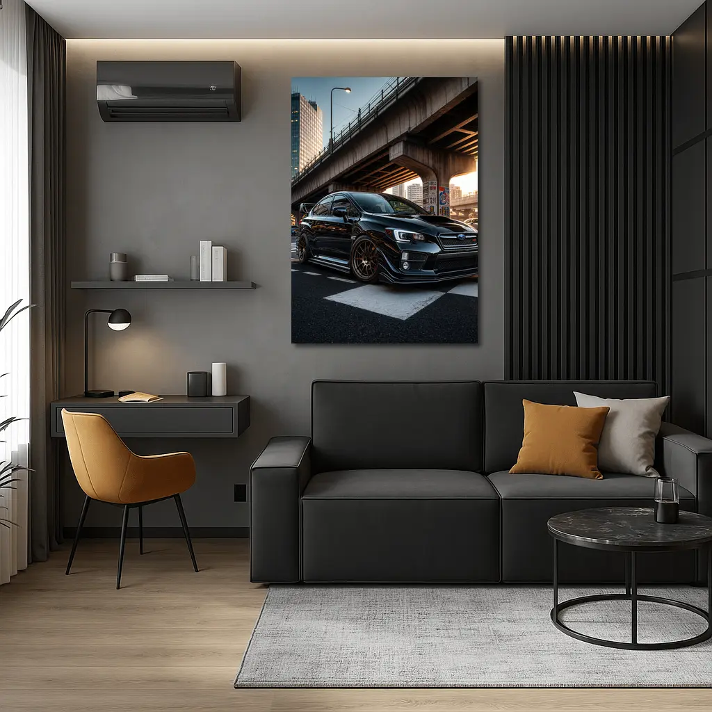 Subaru WRX STI Black Urban City Streets – Wall Art