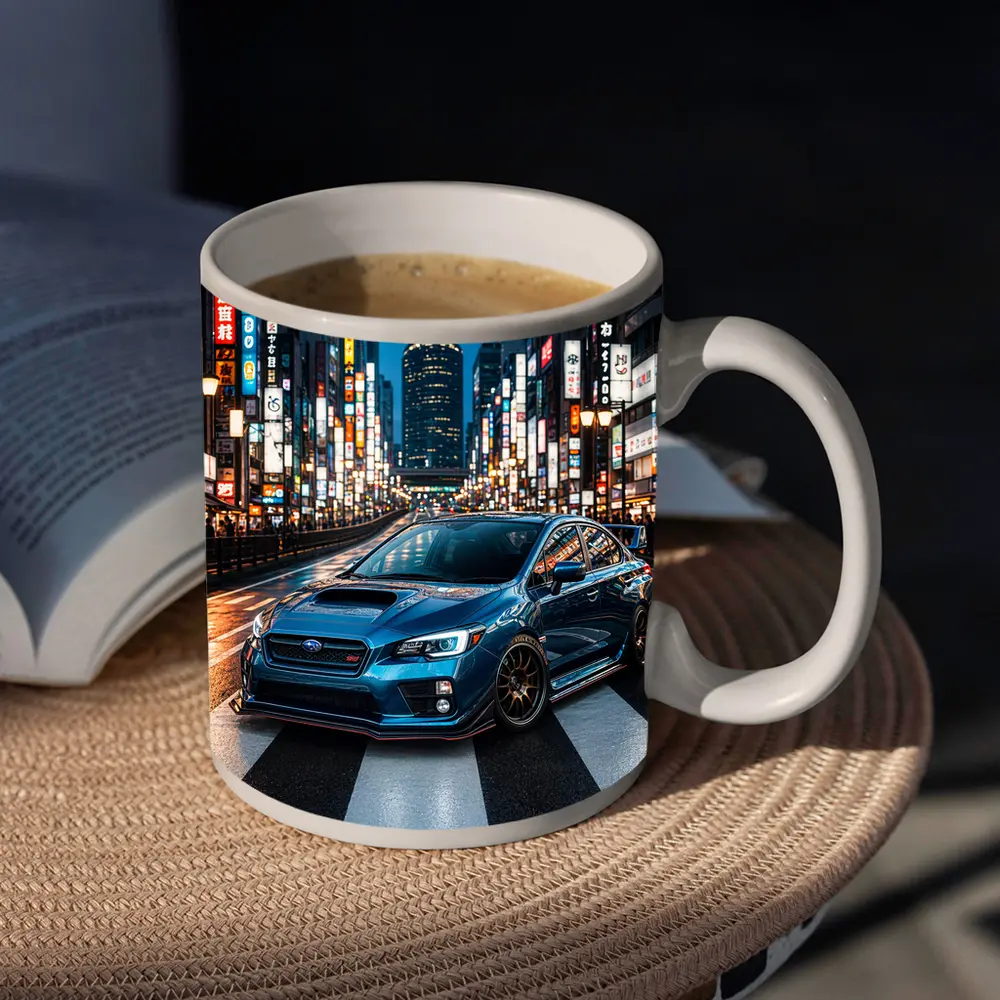 Subaru WRX STI Blue Tokyo Night Street – Mugs