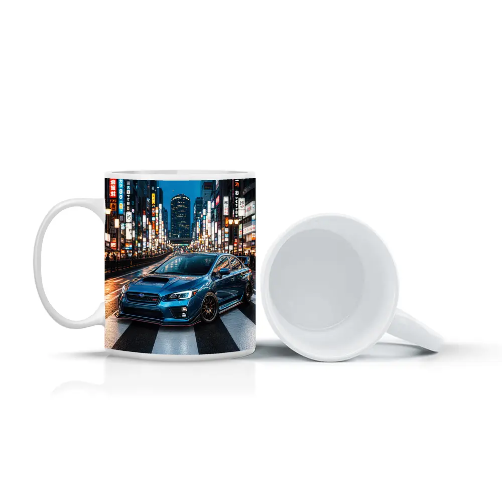 Subaru WRX STI Blue Tokyo Night Street – Mugs