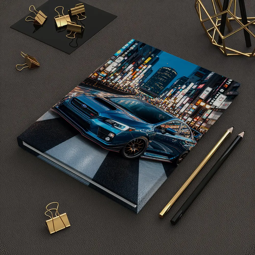 Subaru WRX STI Blue Tokyo Night Street – Notebooks