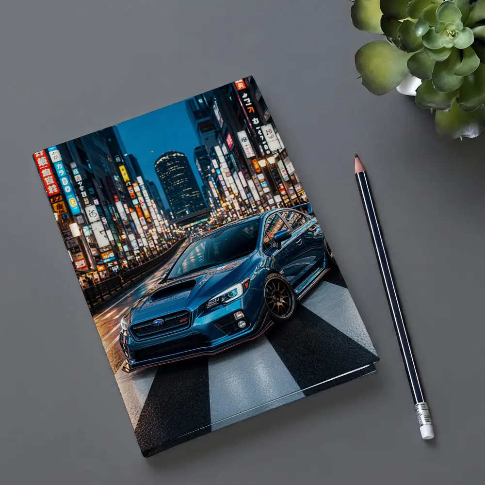 Subaru WRX STI Blue Tokyo Night Street – Notebooks