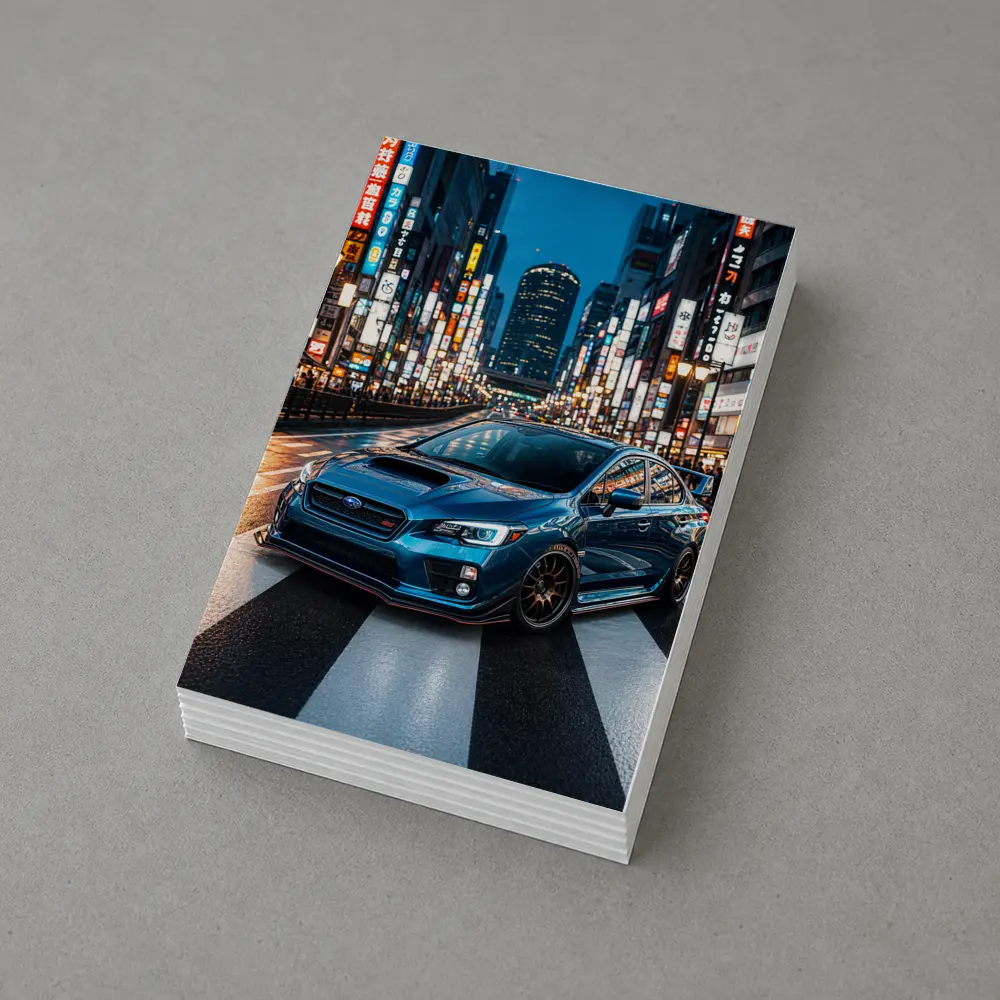 Subaru WRX STI Blue Tokyo Night Street – Postcards
