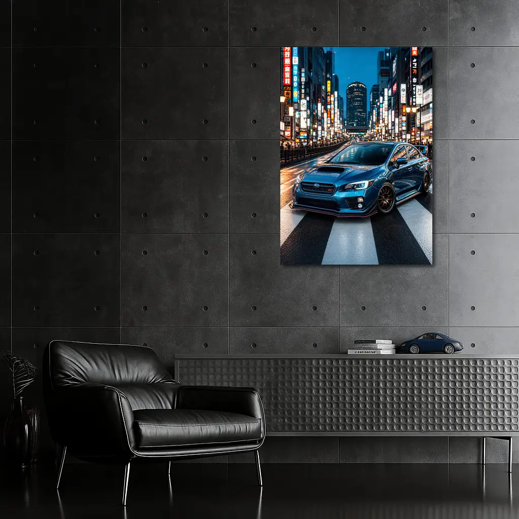 Subaru WRX STI Blue Tokyo Night Street – Wall Art