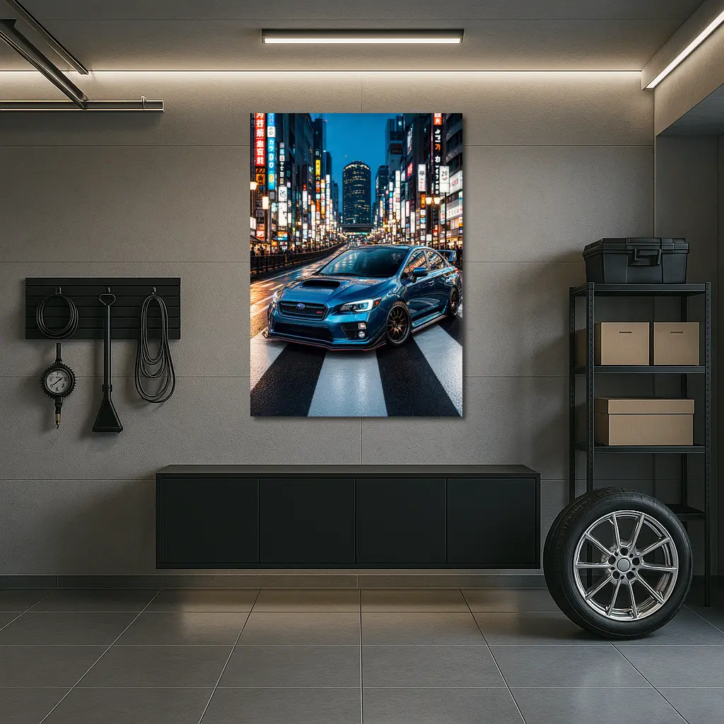 Subaru WRX STI Blue Tokyo Night Street – Wall Art