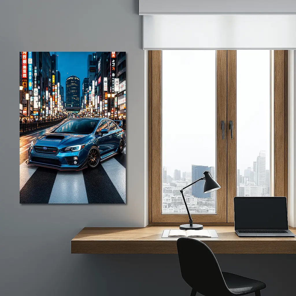 Subaru WRX STI Blue Tokyo Night Street – Wall Art
