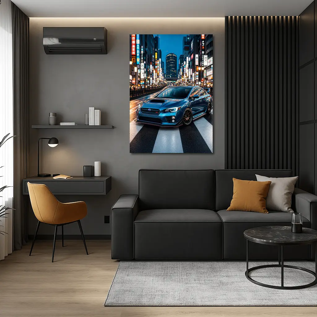Subaru WRX STI Blue Tokyo Night Street – Wall Art
