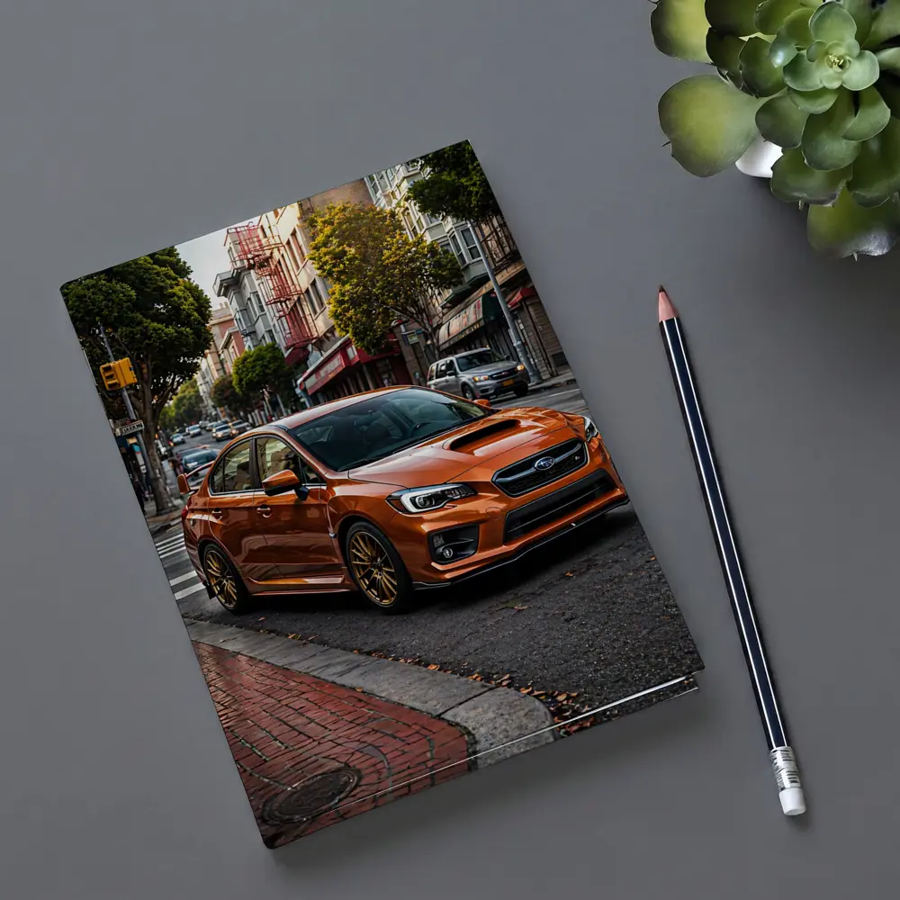 Subaru WRX STI Orange Urban Street Scene – Notebooks