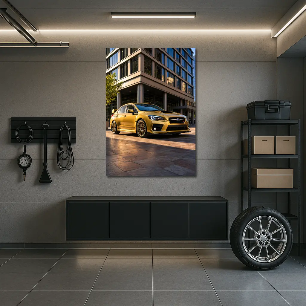 Subaru WRX STI Gold Urban Setting – Wall Art