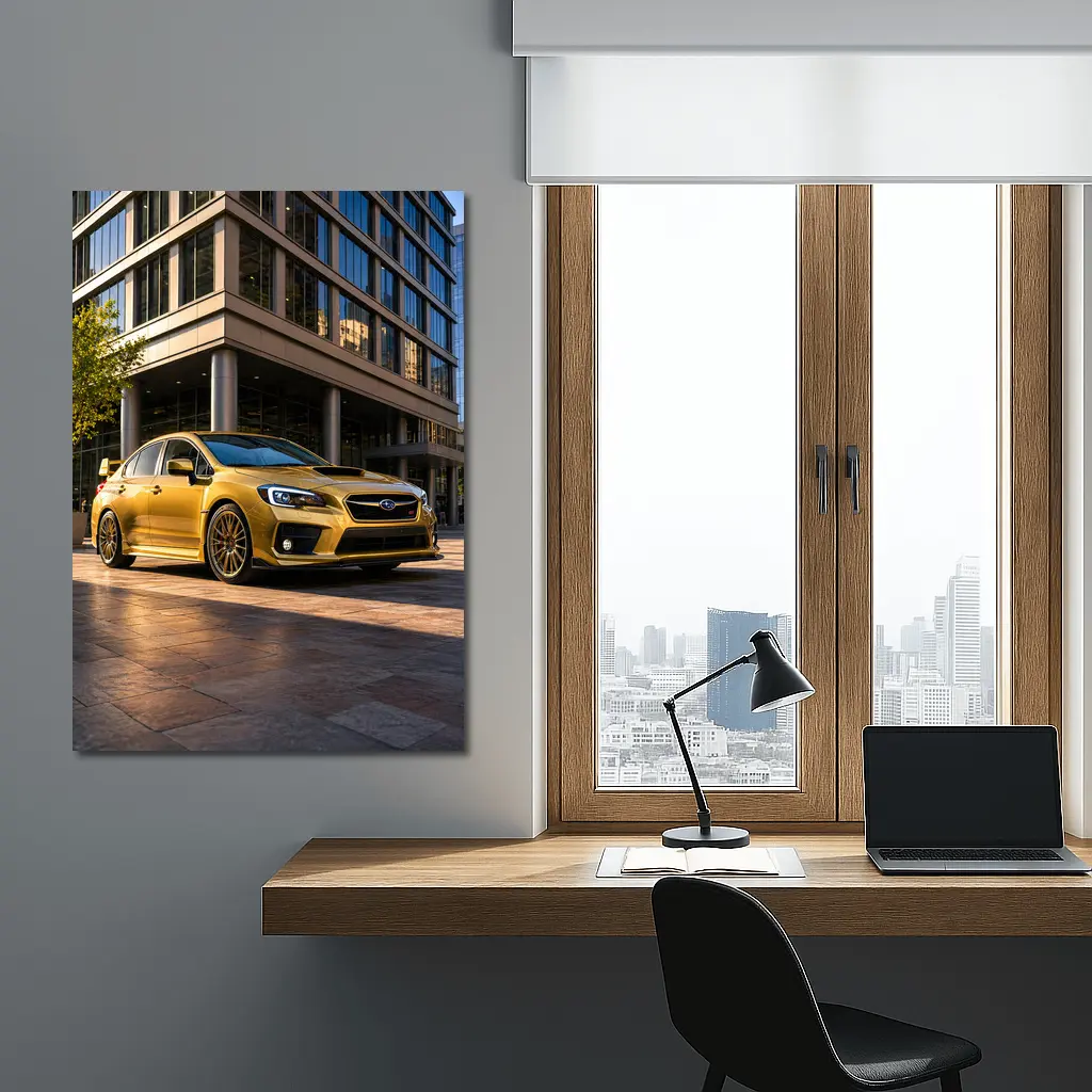 Subaru WRX STI Gold Urban Setting – Wall Art