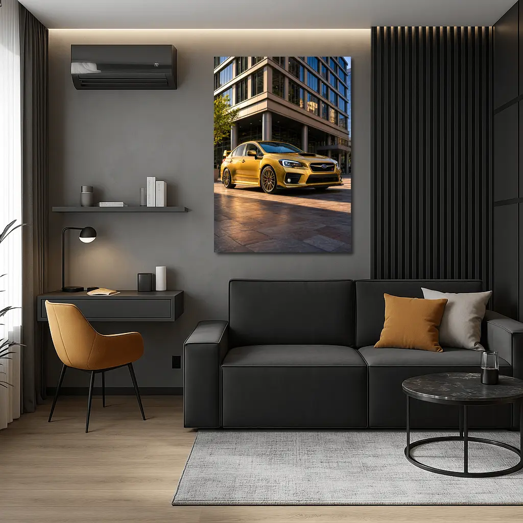 Subaru WRX STI Gold Urban Setting – Wall Art