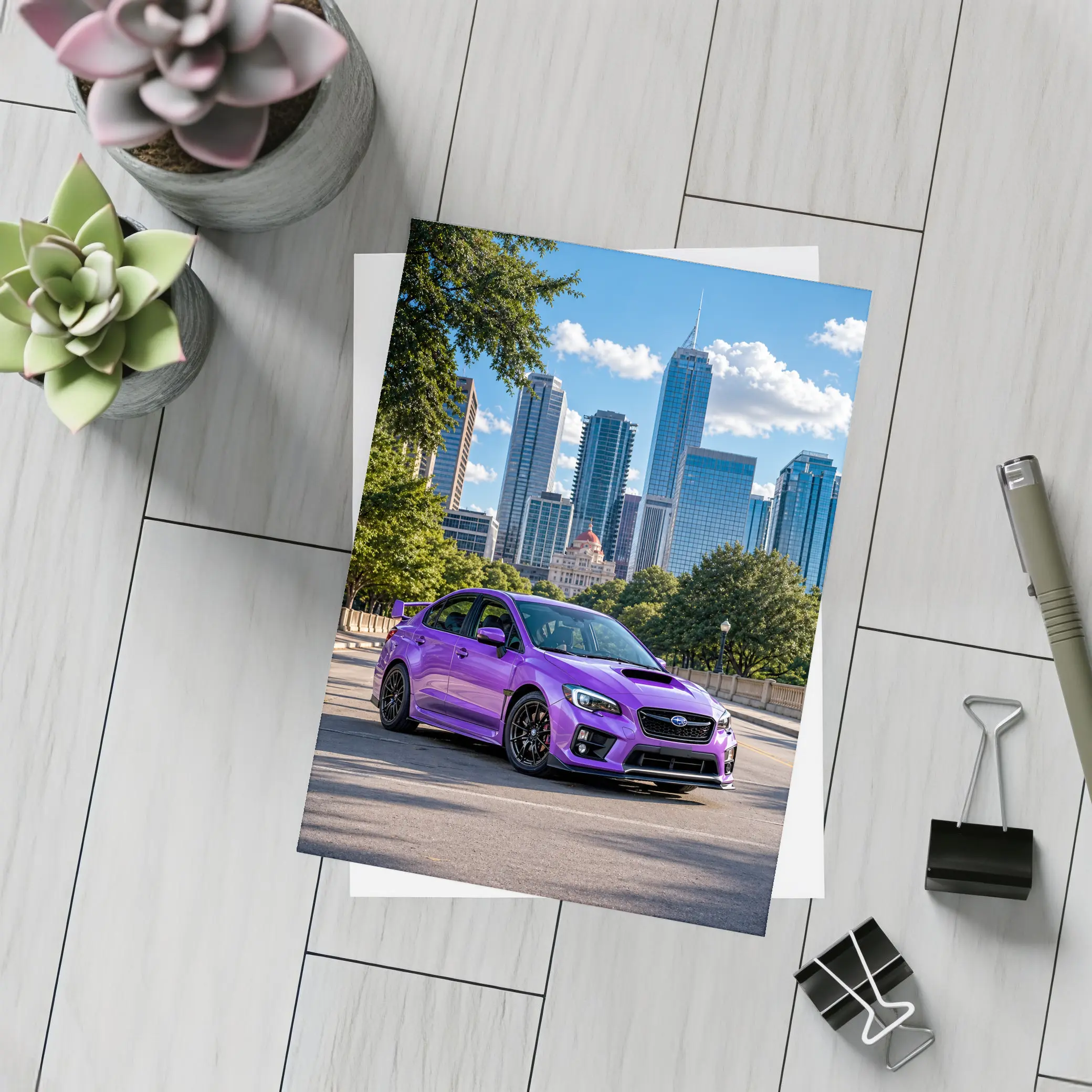 Subaru WRX STI Purple City Skyline – Postcards