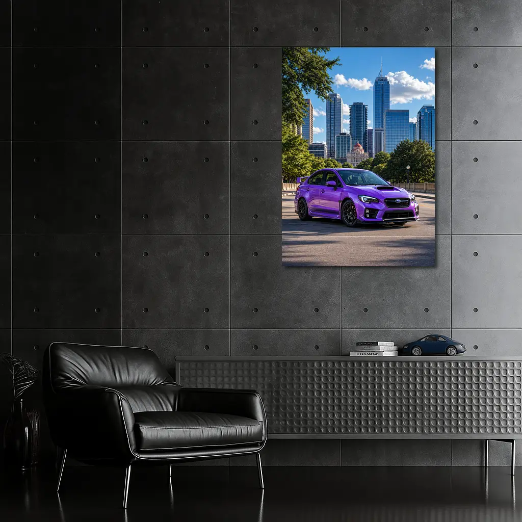 Subaru WRX STI Purple City Skyline – Wall Art