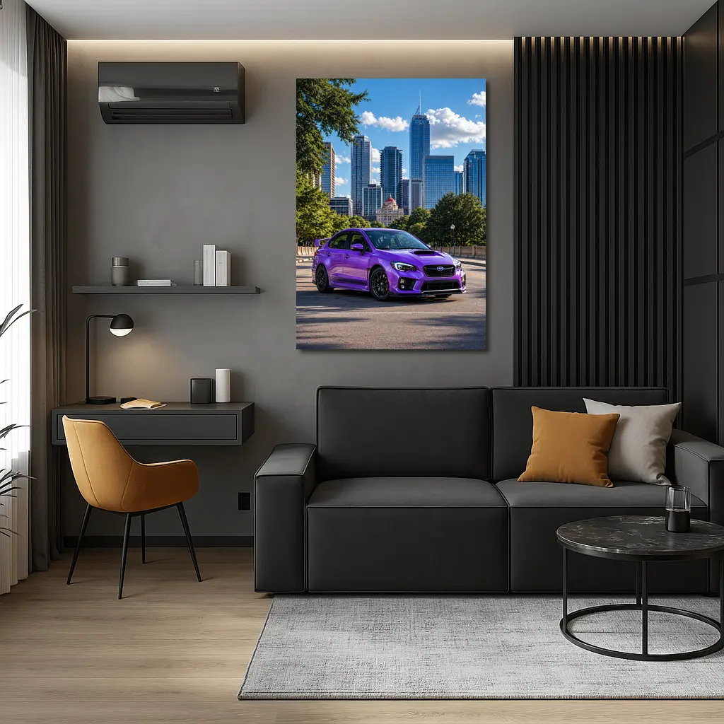Subaru WRX STI Purple City Skyline – Wall Art