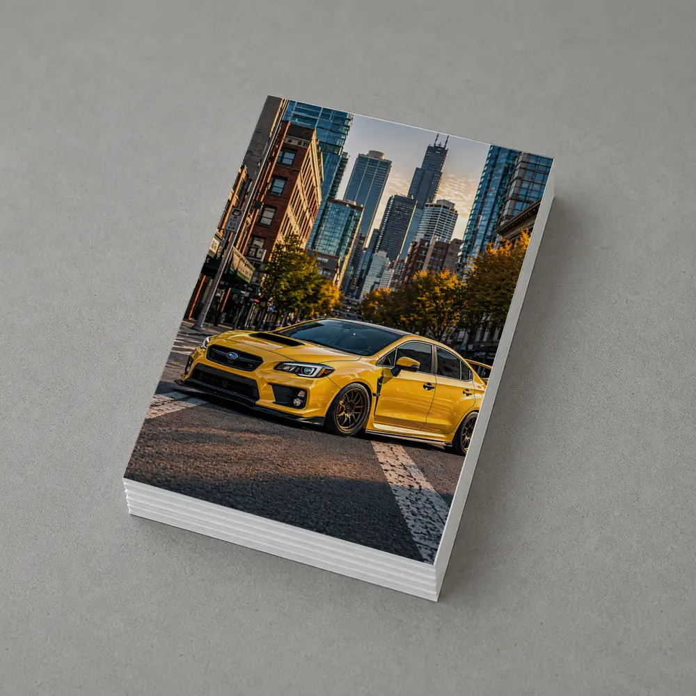 Subaru WRX STI Yellow City Street – Postcards