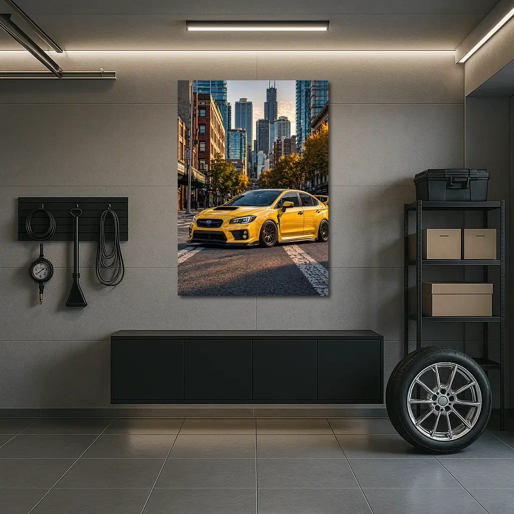 Subaru WRX STI Yellow City Street – Wall Art