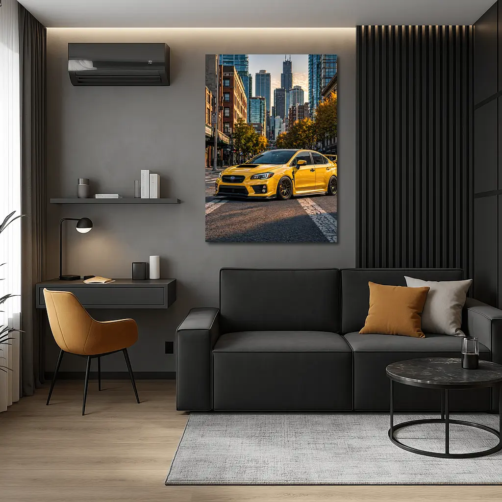 Subaru WRX STI Yellow City Street – Wall Art