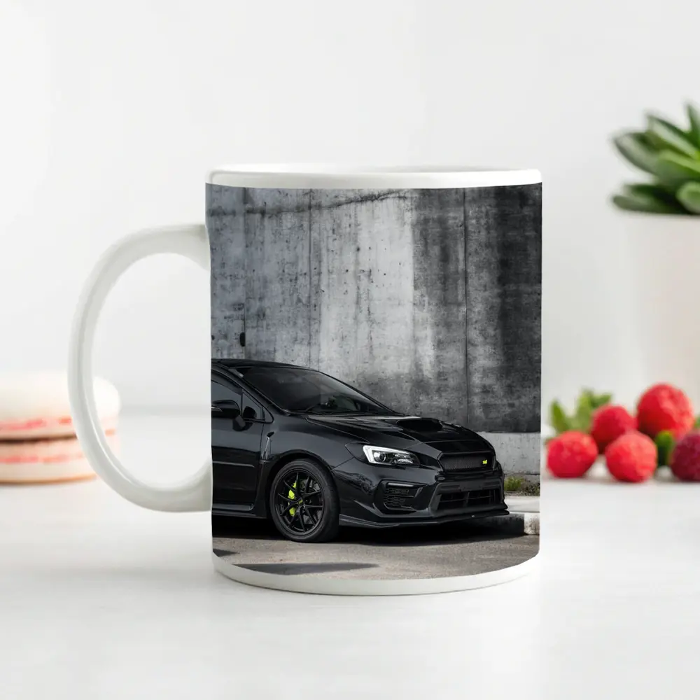 Subaru WRX Black Car Concrete Wall – Mugs