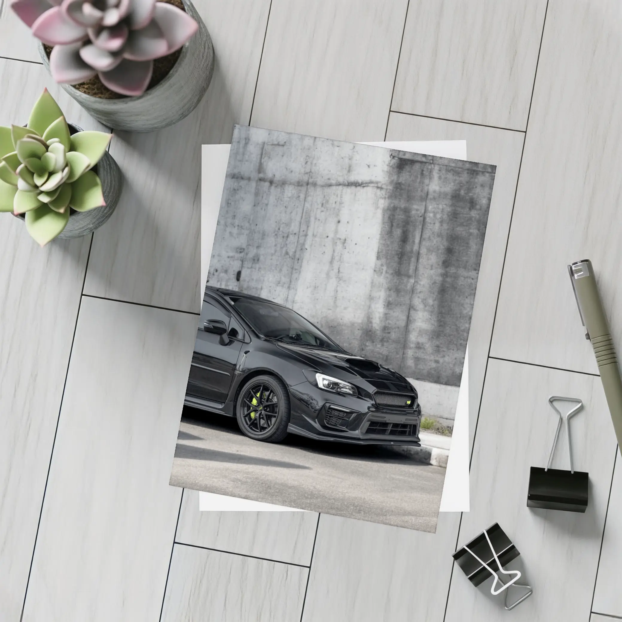 Subaru WRX Black Car Concrete Wall – Postcards