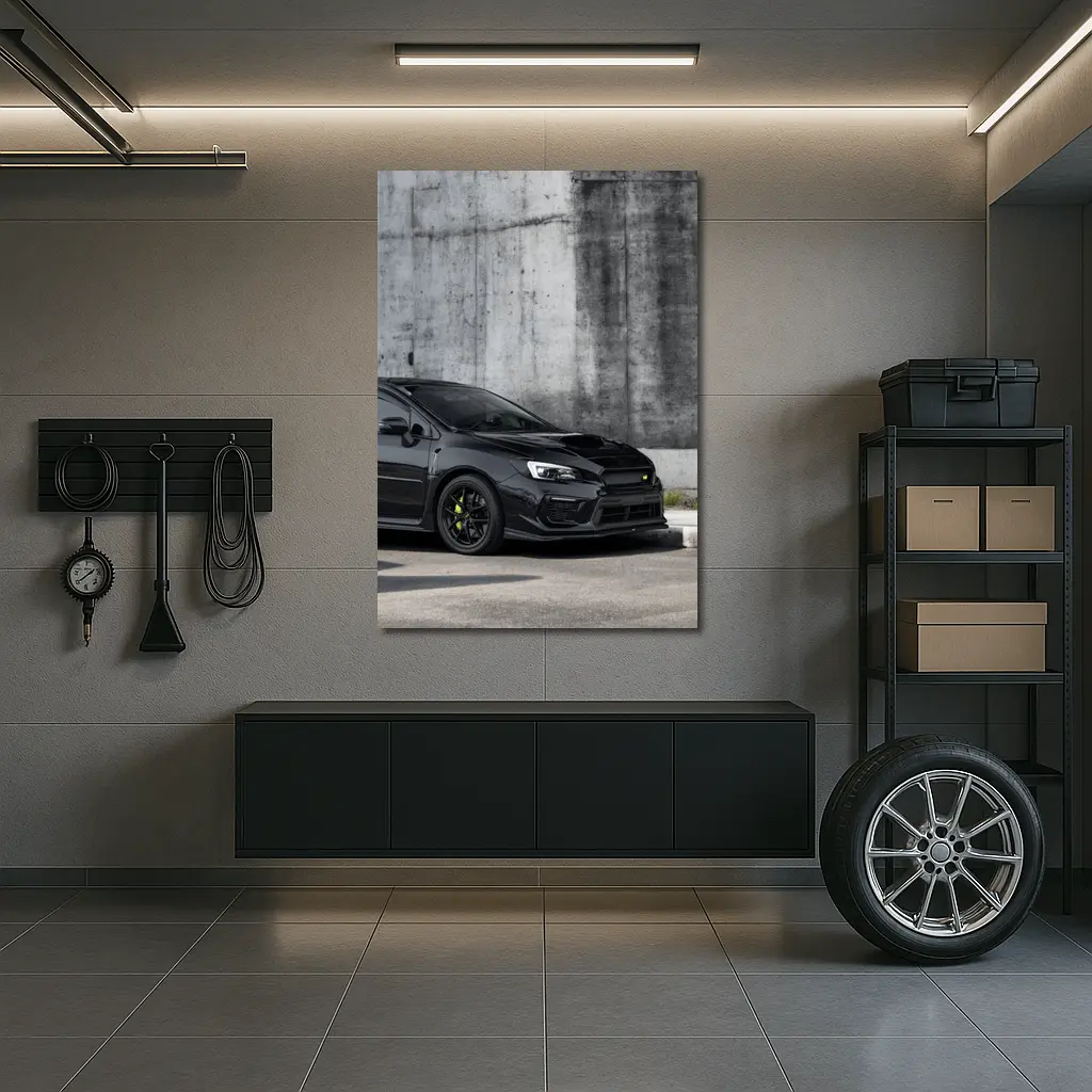 Subaru WRX Black Car Concrete Wall – Wall Art