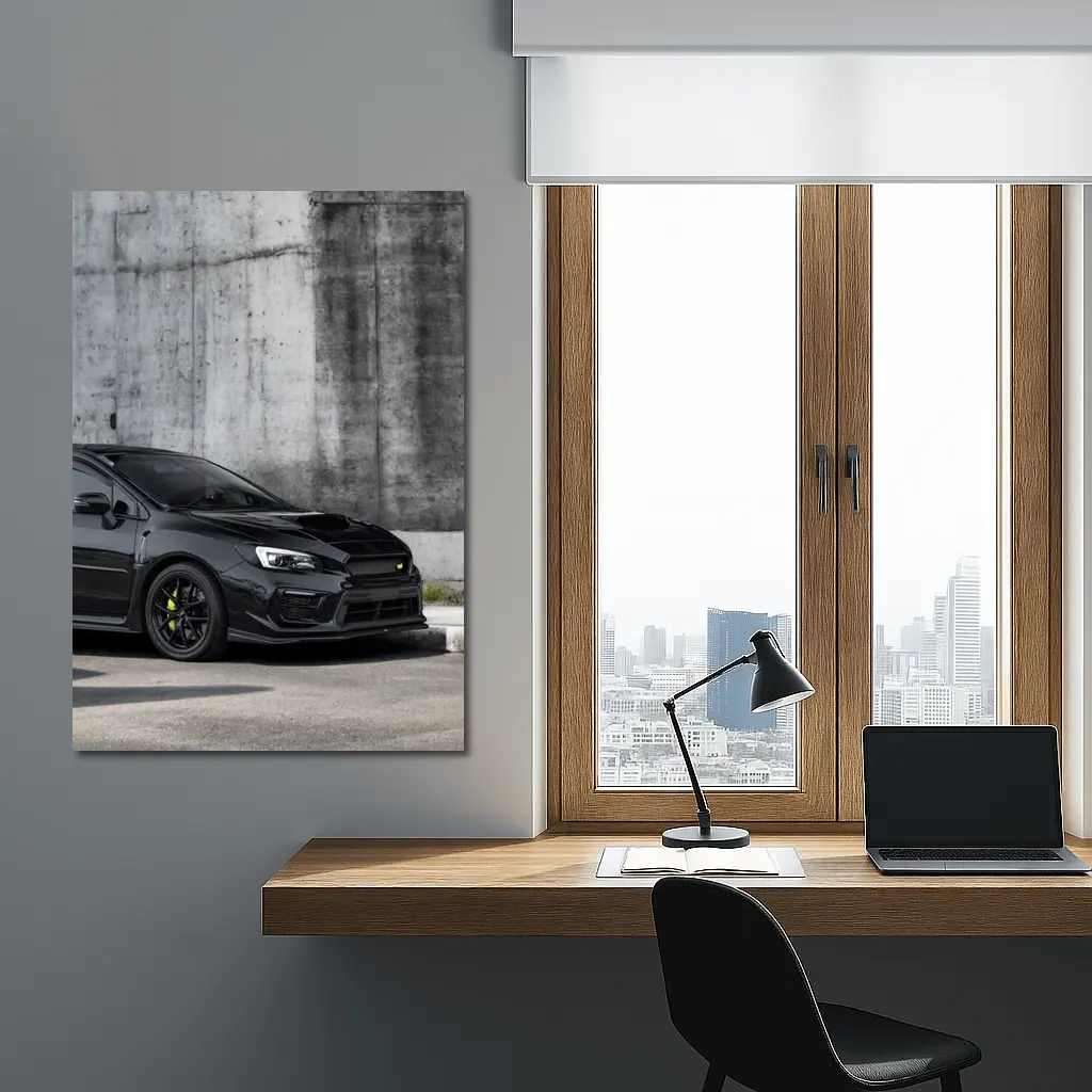 Subaru WRX Black Car Concrete Wall – Wall Art