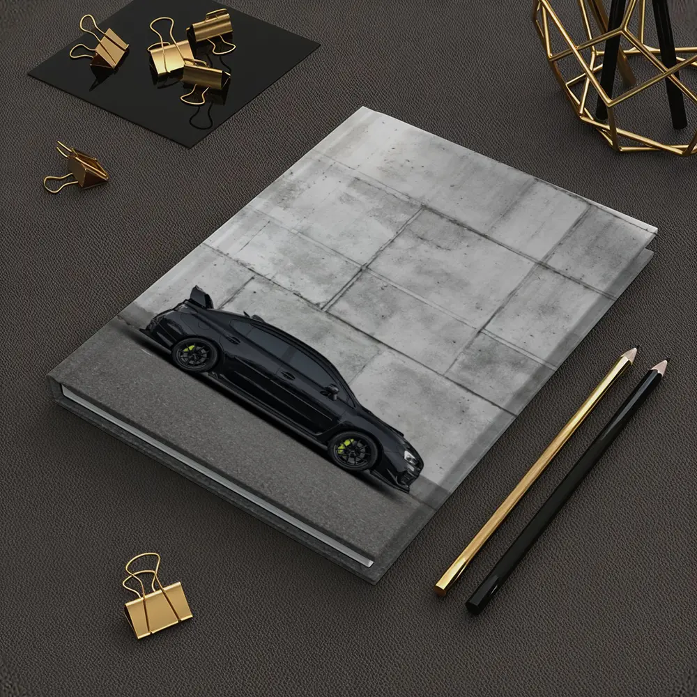Subaru WRX STI Black Against Concrete Wall – Notebooks