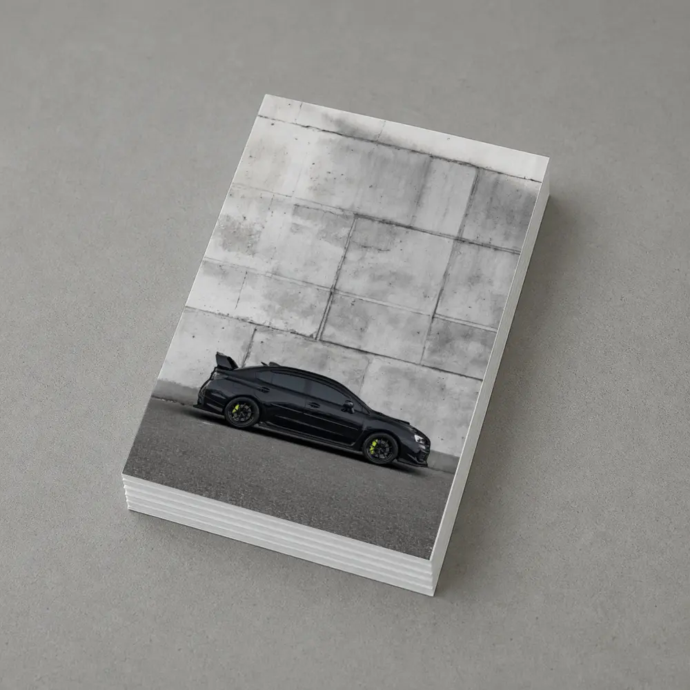 Subaru WRX STI Black Against Concrete Wall – Postcards