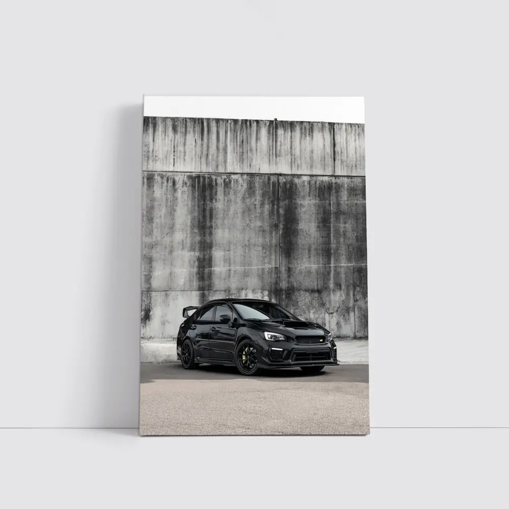 Subaru WRX STI Black Concrete Wall Background – Wall Art