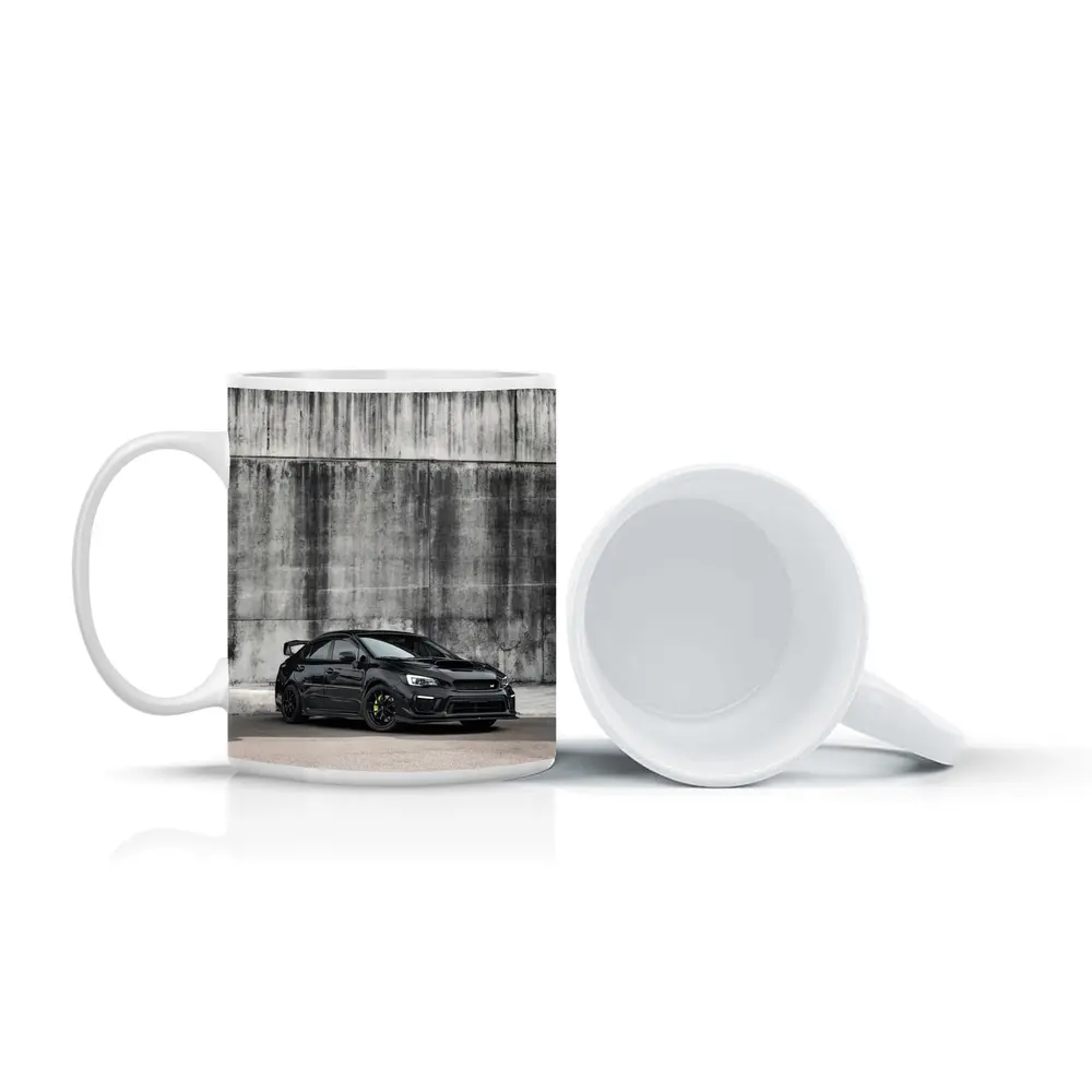 Subaru WRX STI Black Concrete Wall Background – Mugs
