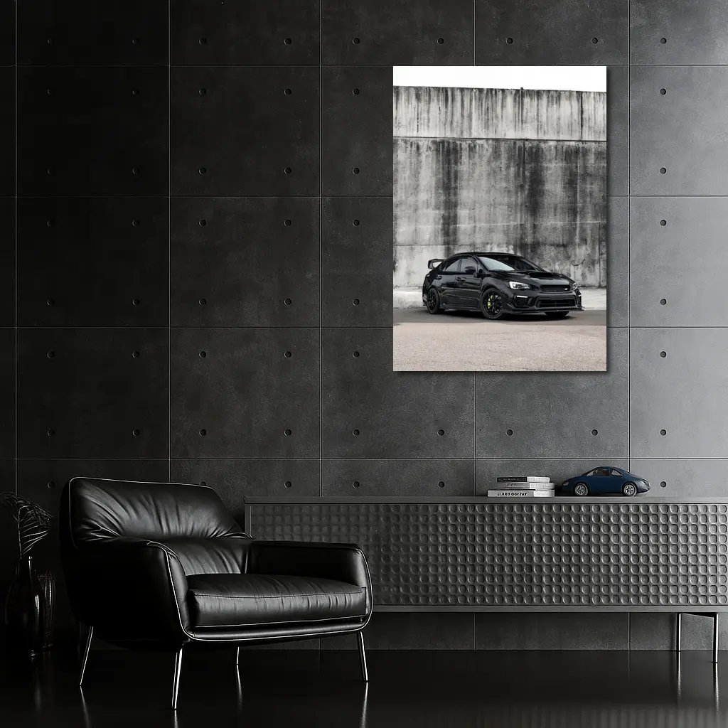Subaru WRX STI Black Concrete Wall Background – Wall Art