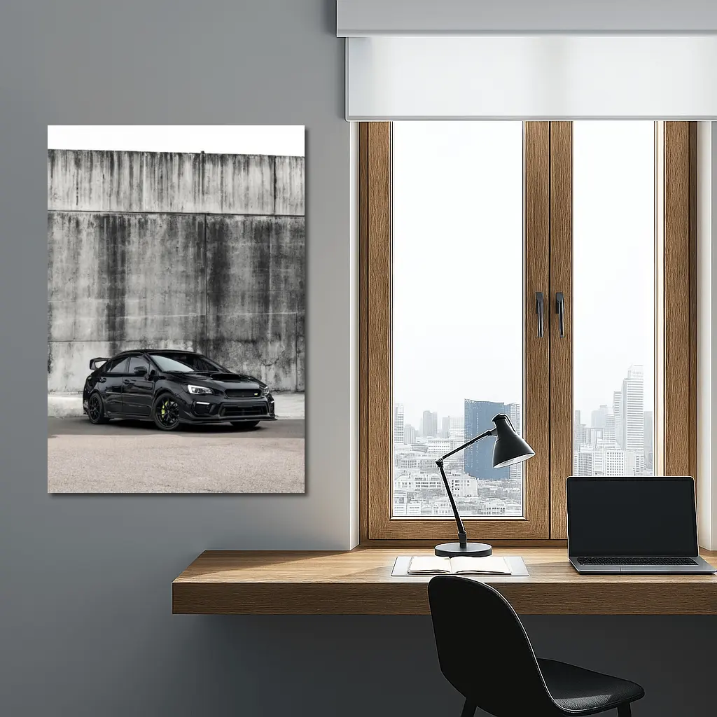 Subaru WRX STI Black Concrete Wall Background – Wall Art