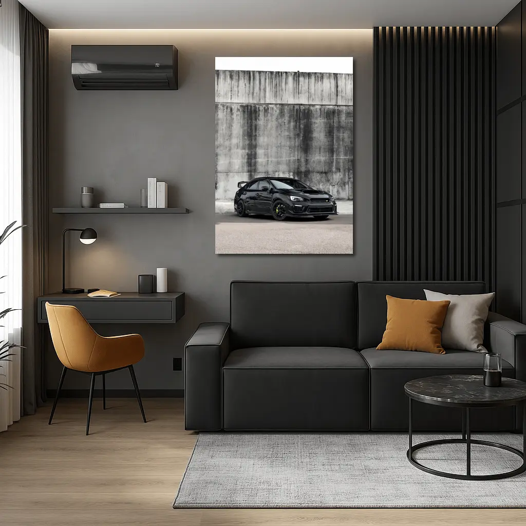 Subaru WRX STI Black Concrete Wall Background – Wall Art