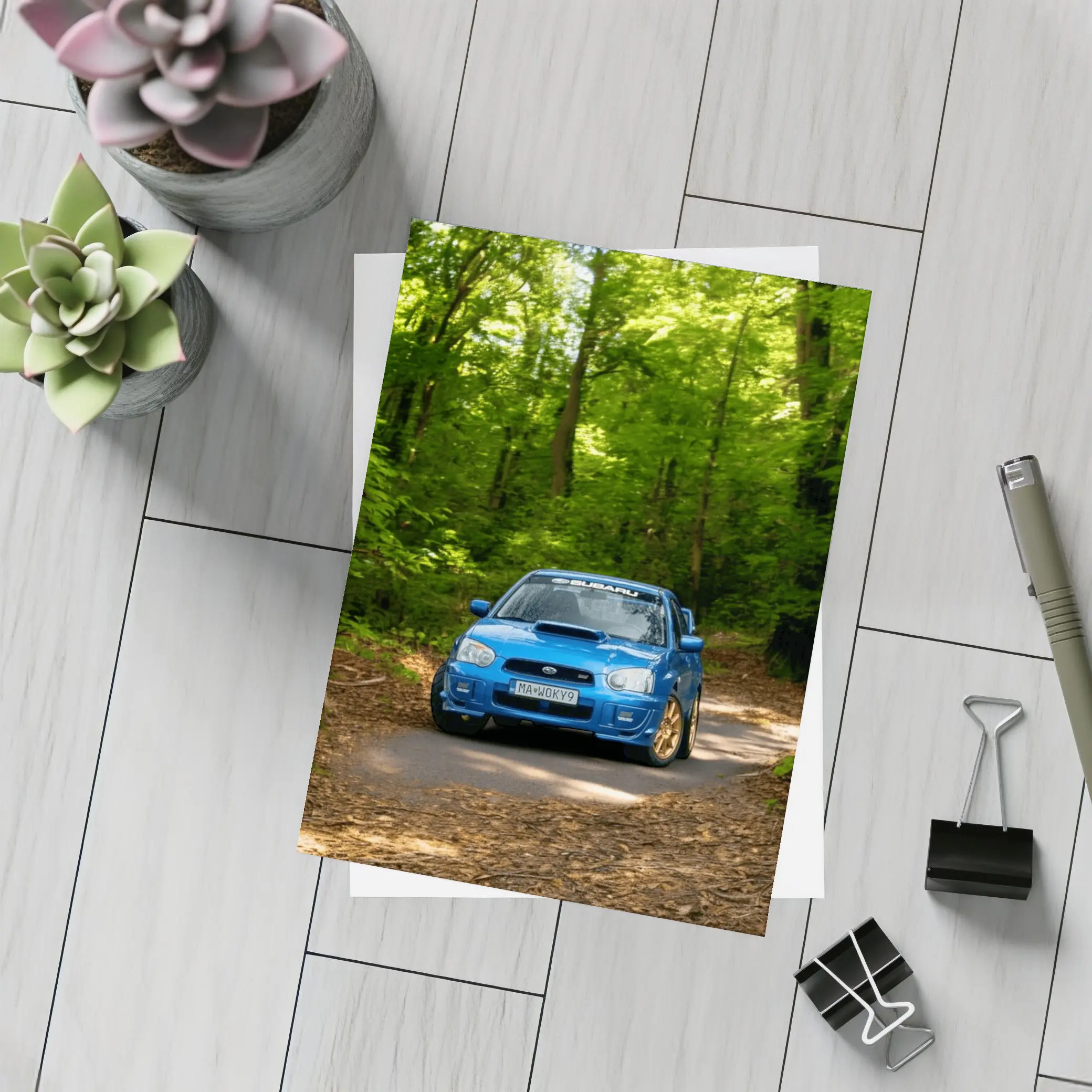 Subaru Impreza WRX Blue Forest Road – Postcards