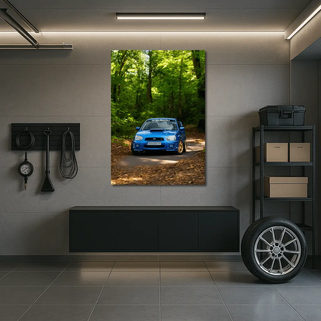 Subaru Impreza WRX Blue Forest Road – Wall Art