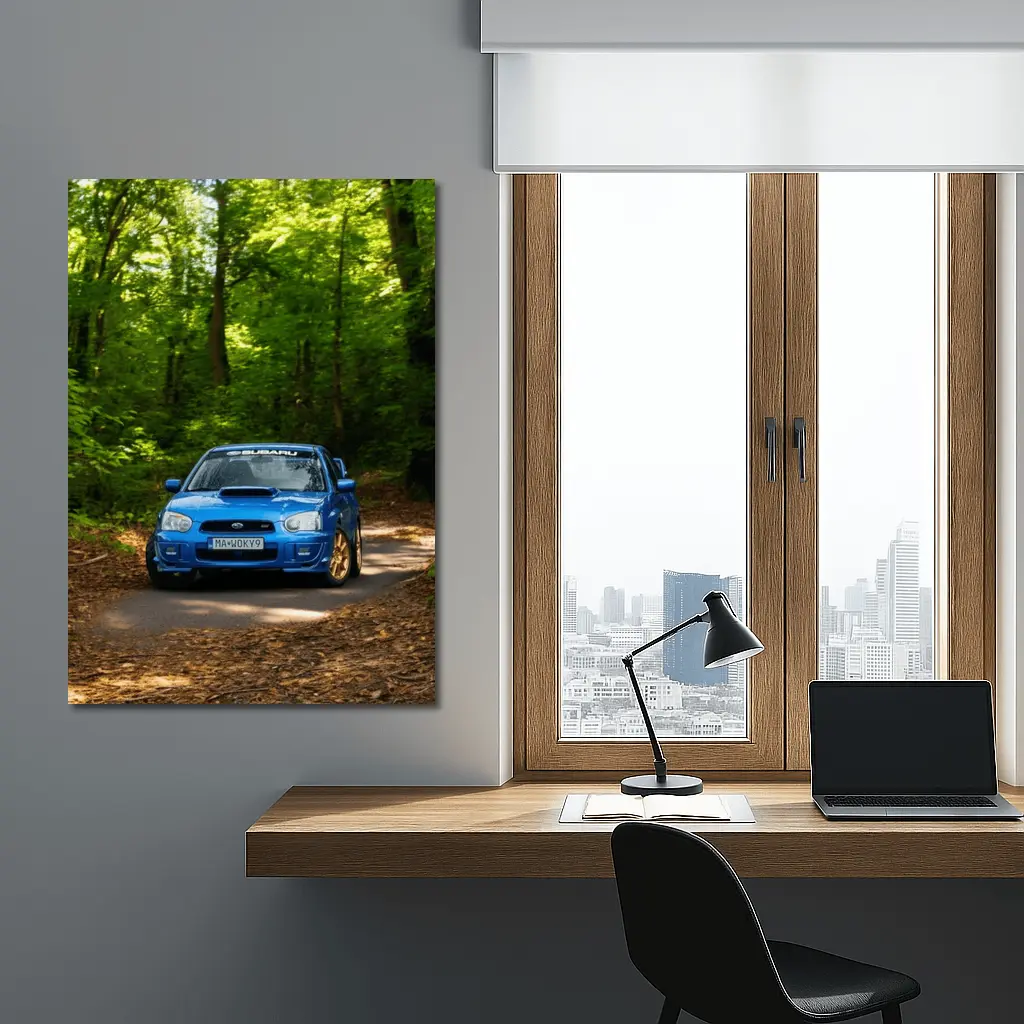 Subaru Impreza WRX Blue Forest Road – Wall Art
