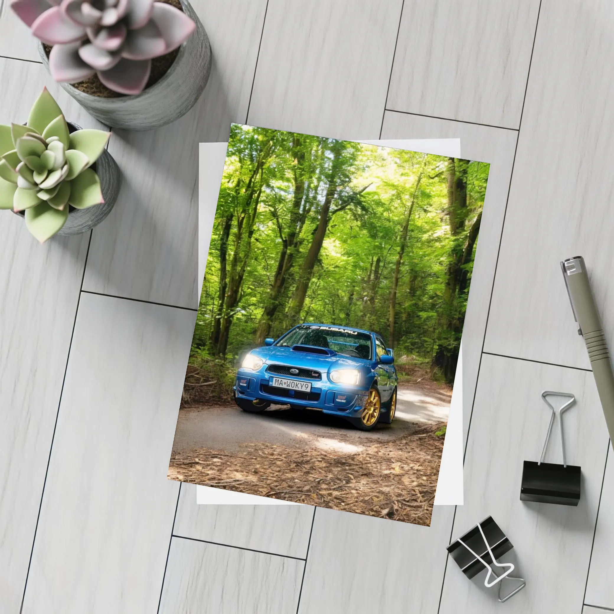 Subaru Impreza WRX Blue Forest Road – Postcards