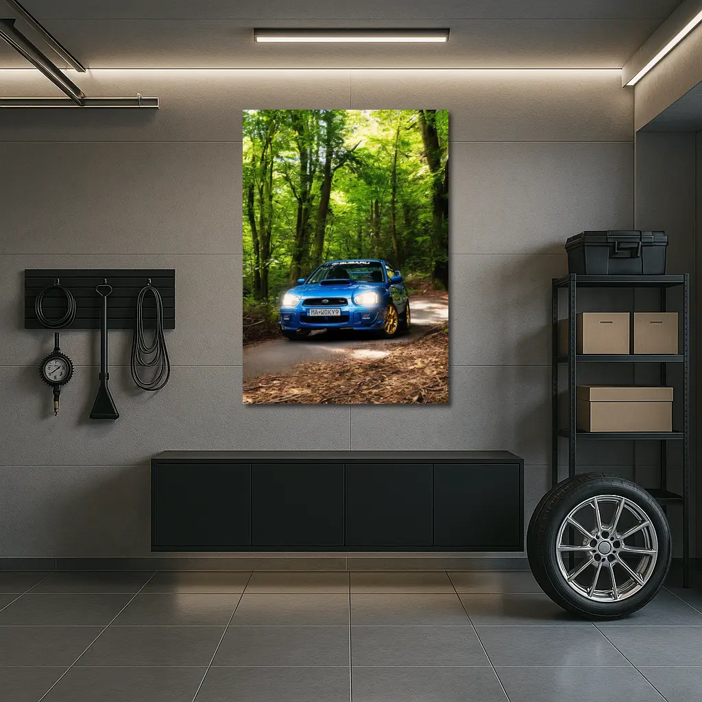 Subaru Impreza WRX Blue Forest Road – Wall Art