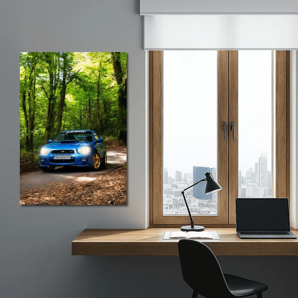 Subaru Impreza WRX Blue Forest Road – Wall Art
