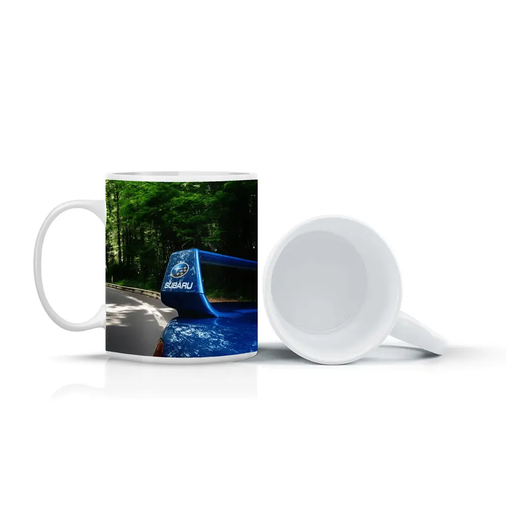 Subaru WRX Blue Spoiler Forest Road – Mugs