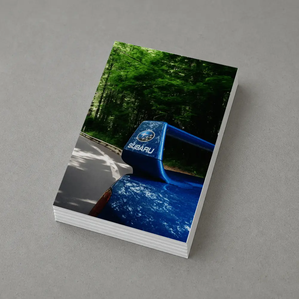 Subaru WRX Blue Spoiler Forest Road – Postcards