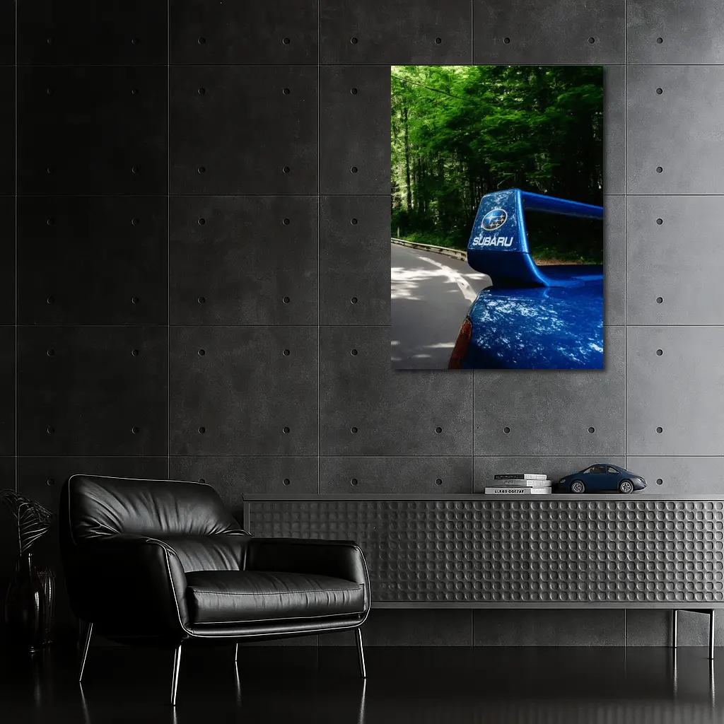Subaru WRX Blue Spoiler Forest Road – Wall Art