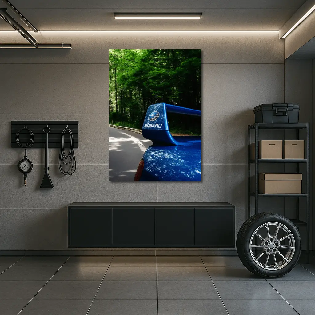 Subaru WRX Blue Spoiler Forest Road – Wall Art