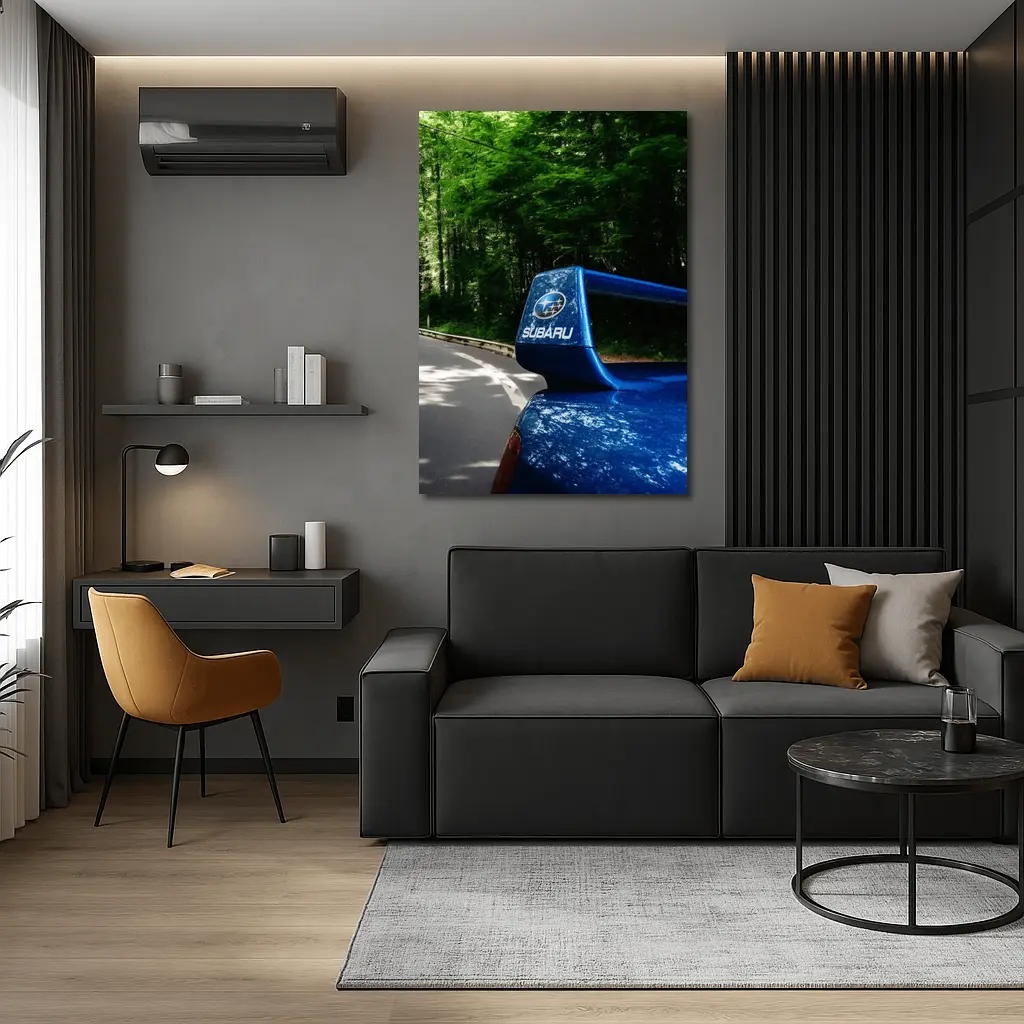 Subaru WRX Blue Spoiler Forest Road – Wall Art