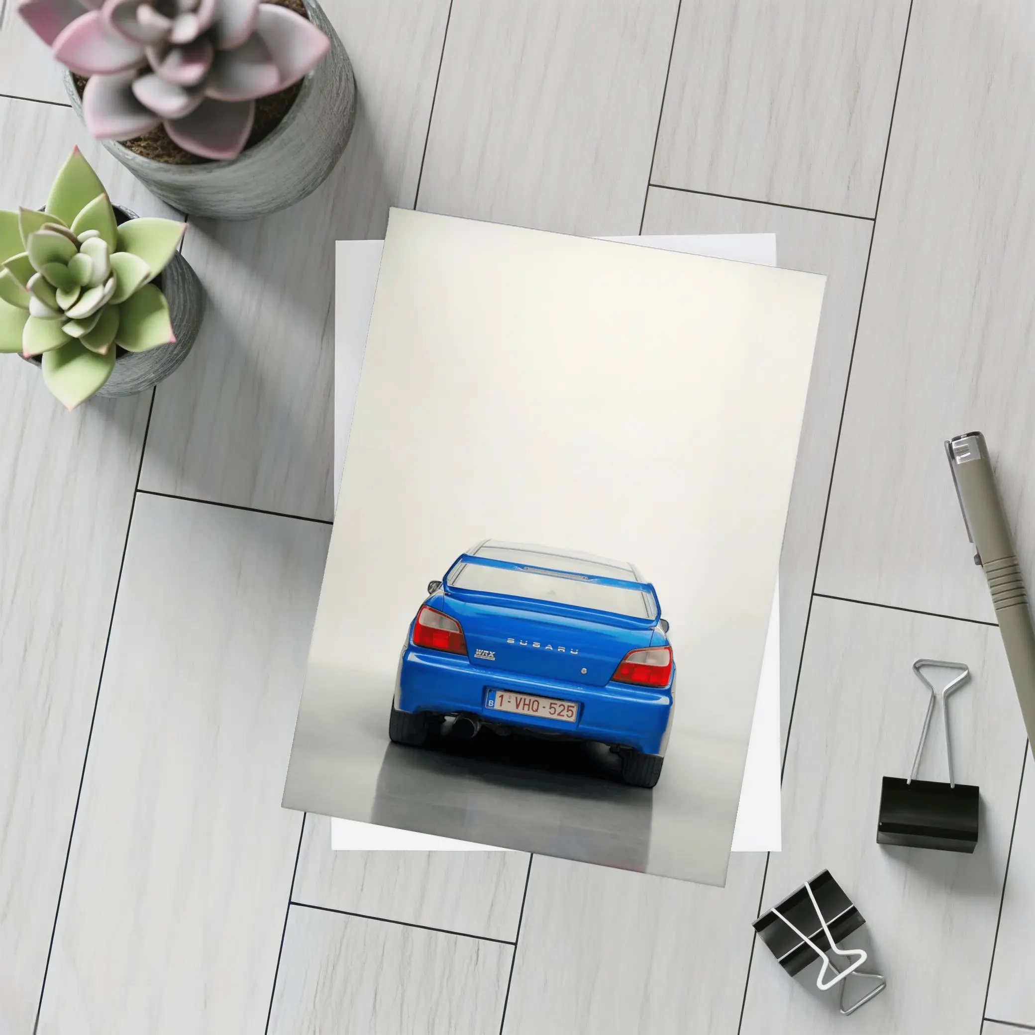 Subaru WRX STI Blue Rear View – Postcards